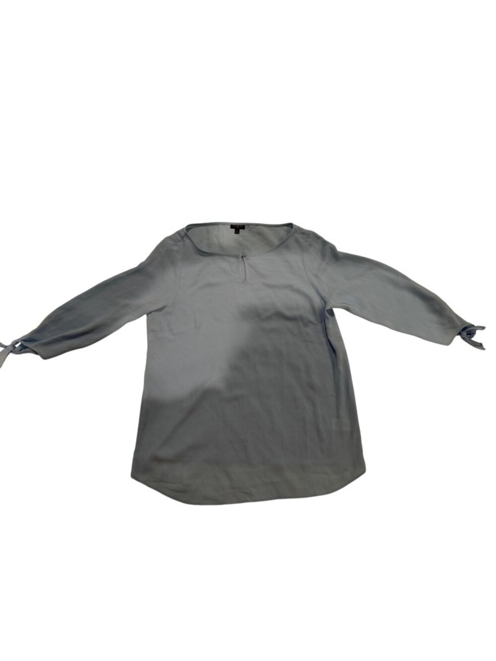 Talbots Womens Light Blue Pull-Over Blouse With Tie-Cuff Sleeves Polyester